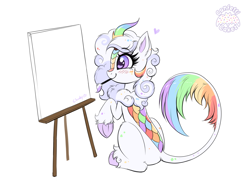 Size: 5319x4000 | Tagged: safe, artist:confetticakez, edit, editor:strifesnout, imported from twibooru, oc, oc only, oc:cloudy canvas, kirin, image, kirin oc, mouth hold, paintbrush, png, rainbow colors, simple background, solo, template, underhoof, white background
