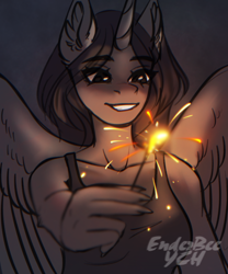 Size: 2500x3000 | Tagged: safe, artist:enderbee, imported from derpibooru, oc, alicorn, anthro, earth pony, pegasus, unicorn, auction, auction open, commission, horn, smiling, solo, sparkles, ych sketch, your character here