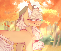 Size: 1200x1000 | Tagged: safe, artist:riressa, imported from derpibooru, applejack, female, forest, leaves, nature, solo, straw, straw in mouth, tree