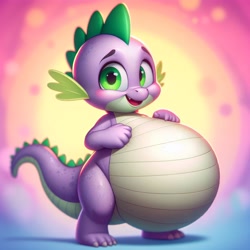 Size: 4096x4096 | Tagged: safe, imported from derpibooru, spike, dragon, ai content, ai generated, belly, big belly, fat, fat spike, generator:bing image creator, generator:dall-e 3, male, prompter:tgut, solo, stuffed