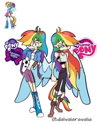 Size: 965x1240 | Tagged: safe, artist:aravaliadatlia, imported from derpibooru, rainbow dash, human, equestria girls, alternate hairstyle, bandage, belt, boots, choker, clothes, cute, dashabetes, ear piercing, earring, elf ears, evening gloves, female, fingerless elbow gloves, fingerless gloves, gloves, grin, humanized, jewelry, knife, long gloves, midriff, natural hair color, piercing, shoes, shorts, simple background, smiling, solo, sports bra, sports shorts, tail, tailed humanization, tanktop, white background, winged humanization, wings