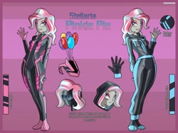 Size: 2500x1875 | Tagged: safe, artist:devillustart, imported from derpibooru, pinkie pie, oc, oc:pinkie pie(prisoners of the moon), human, equestria girls, breasts, clothes, fireheart76's latex suit design, gloves, humanized, humanized oc, latex, latex boots, latex gloves, latex suit, prisoners of the moon, rubber, rubber boots, rubber gloves, rubber suit