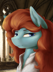 Size: 1560x2100 | Tagged: safe, artist:kelkessel, imported from derpibooru, oc, oc only, oc:eadberhta featherwing, pony, equestria at war mod, bust, clothes, portrait, solo