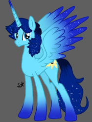 Size: 720x956 | Tagged: safe, imported from derpibooru, oc, oc only, oc:blue thunder, alicorn, future, gray background, older, simple background, solo