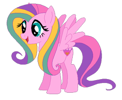 Size: 488x403 | Tagged: safe, artist:selenaede, artist:user15432, imported from derpibooru, ploomette, pegasus, pony, base used, multicolored mane, multicolored tail, open mouth, open smile, pink coat, recolor, simple background, smiling, tail, transparent background