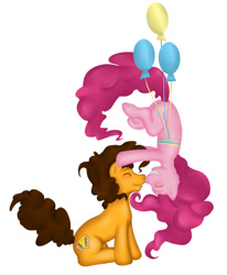 Size: 750x909 | Tagged: safe, artist:chioro, imported from ponybooru, cheese sandwich, pinkie pie, earth pony, pony, balloon, cheesepie, female, male, mare, shipping, stallion, straight