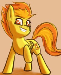 Size: 4465x5504 | Tagged: safe, artist:simplesaemple, imported from derpibooru, spitfire, pegasus, pony, folded wings, freckles, looking at you, simple background, smiling, smiling at you, solo, wings