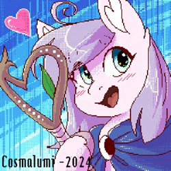 Size: 500x500 | Tagged: safe, artist:cosmalumi, imported from derpibooru, oc, oc only, pony, bust, digital art, heart, open mouth, open smile, pixel art, smiling, solo