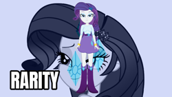 Size: 2560x1440 | Tagged: safe, artist:qbert2kcat, imported from derpibooru, rarity, human, equestria girls, belt, boots, clothes, female, high heel boots, purple background, shirt, shoes, simple background, skirt, solo, wallpaper