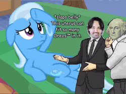 Size: 1253x940 | Tagged: safe, edit, imported from derpibooru, trixie, couch, george washington, m.a. larson, op has a point, slaps roof of car meme