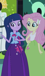 Size: 433x720 | Tagged: safe, artist:cartoonmasterv3, edit, edited screencap, imported from derpibooru, screencap, fluttershy, twilight sparkle, alicorn, human, equestria girls, perfect day for fun, clothes, dress, humanized, long dress, long skirt, skirt, slowpoke, twilight sparkle (alicorn)