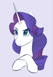 Size: 700x1024 | Tagged: safe, artist:ethereanunicorn, imported from derpibooru, rarity, pony, unicorn, crossed hooves, eyebrows, female, horn, mare, raised eyebrow, simple background, solo