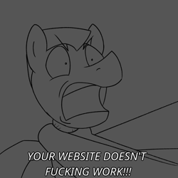 Size: 800x800 | Tagged: safe, artist:unitxxvii, imported from derpibooru, oc, grayscale, horse taxes, monochrome, open mouth, solo focus, vulgar