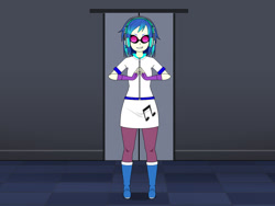 Size: 2000x1500 | Tagged: safe, imported from twibooru, dj pon-3, vinyl scratch, human, equestria girls, boots, clothes, gloves, headphones, high heel boots, humanized, image, jacket, kisekae, needs more jpeg, shirt, shoes, skirt, solo, sunglasses