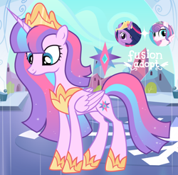 Size: 1280x1265 | Tagged: safe, artist:vi45, imported from derpibooru, princess flurry heart, twilight sparkle, oc, alicorn, pony, adoptable, concave belly, female, fusion, fusion:princess flurry heart, fusion:twilight sparkle, mare, slender, thin, twilight sparkle (alicorn)