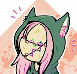Size: 563x536 | Tagged: artist needed, safe, imported from derpibooru, fluttershy, pegasus, chibi, crossover, cute, dead by daylight, ears, mask, the legion