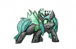 Size: 1119x731 | Tagged: safe, artist:zutcha, imported from derpibooru, queen chrysalis, changeling, changeling queen, colored sketch, female, simple background, sketch, solo, white background