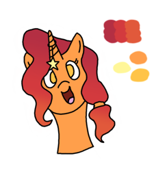 Size: 479x490 | Tagged: safe, artist:nukepony360, imported from derpibooru, oc, oc only, oc:dorada dusk, unicorn, bust, female, hair tie, horn, horn jewelry, jewelry, mare, portrait, simple background, solo