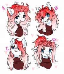 Size: 1770x2048 | Tagged: safe, artist:opalacorn, imported from derpibooru, oc, oc only, pony, alternate hairstyle, bust, clothes, commission, female, floppy ears, hair over one eye, looking at you, mare, open mouth, open smile, ponytail, smiling, smiling at you, solo, sweater, turtleneck