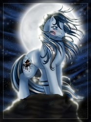 Size: 958x1280 | Tagged: safe, artist:anniemsson, imported from derpibooru, oc, oc only, oc:moonlight sonata, earth pony, pony, 2010, backlighting, female, full moon, g1, mare, moon, night, solo