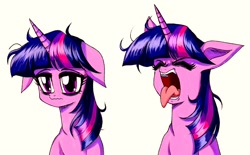 Size: 2362x1465 | Tagged: artist needed, source needed, safe, imported from derpibooru, twilight sparkle, pony, unicorn, big ears, eyes closed, floppy ears, horn, open mouth, sleepy, solo, tongue out, volumetric mouth, yawn