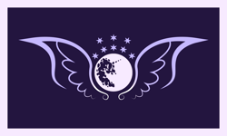 Size: 6000x3600 | Tagged: safe, artist:mustaphatr, imported from derpibooru, cmc: colonels, flag, lunar empire, mare in the moon, moon, no pony, stars, wings