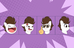 Size: 3600x2324 | Tagged: safe, artist:joaothejohn, imported from derpibooru, oc, oc:ashwind, pegasus, pony, angry, blushing, commission, cute, emoji, emotes, expressions, glasses, laughing, lidded eyes, meme, open mouth, pegasus oc, simple background, smiling, solo, text, wings, your character here