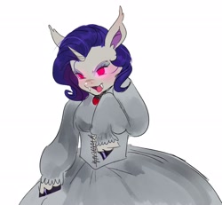 Size: 2704x2500 | Tagged: safe, artist:xxk1ttyl1tterxx, imported from derpibooru, rarity, bat pony, human, bat rarity, clothes, dress, hoof hands, humanized, red eyes, victorian