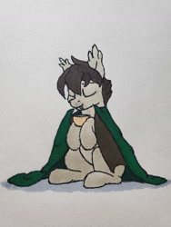 Size: 1361x1814 | Tagged: safe, artist:rustlerustle, imported from derpibooru, oc, oc only, oc:cornerstone, bat pony, blanket, mug, solo, traditional art