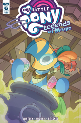 Size: 2063x3131 | Tagged: safe, artist:zachary sterling, idw, imported from derpibooru, meadowbrook, earth pony, pony, cauldron, comic cover, cover, cover art, female, healer's mask, legends of magic #6, mare, mask, my little pony: legends of magic, pitchfork, potion, potion making, signature, solo, variant cover