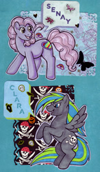 Size: 489x835 | Tagged: safe, artist:drakenbyte, imported from derpibooru, oc, oc only, earth pony, pegasus, pony, earth pony oc, pegasus oc, speech bubble, traditional art, wings