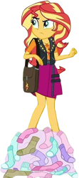 Size: 1123x2520 | Tagged: safe, edit, edited screencap, editor:homersimpson1983, imported from derpibooru, screencap, sunset shimmer, human, equestria girls, equestria girls series, sock it to me, spoiler:eqg series (season 2), background removed, bag, clothes, female, my little pony equestria girls: choose your own ending, not a vector, socks, solo
