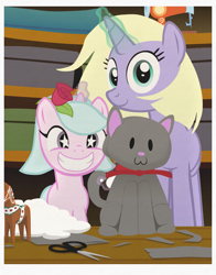 Size: 1055x1345 | Tagged: safe, artist:equestriaexploration, imported from derpibooru, oc, oc:cotton rose, pony, unicorn, female, filly, foal, horn, plushie