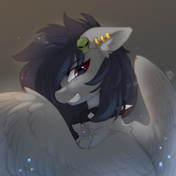 Size: 7000x7000 | Tagged: safe, artist:lunylin, imported from derpibooru, oc, oc only, oc:riot wind, pegasus, chaos star, collar, ear piercing, earring, female, jewelry, pegasus oc, piercing, solo, spiked collar, wings