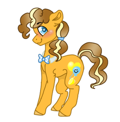 Size: 422x429 | Tagged: safe, artist:sunbutt-worshipper, imported from derpibooru, oc, oc only, oc:refined twist, earth pony, pony, blushing, bowtie, looking at you, male, offspring, parent:cheese sandwich, parent:pinkie pie, parents:cheesepie, simple background, smiling, smiling at you, solo, stallion, transparent background