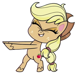 Size: 456x440 | Tagged: safe, artist:luckydog416, edit, edited screencap, imported from derpibooru, screencap, applejack, earth pony, pony, my little pony: pony life, applejack's hat, background removed, bipedal, cowboy hat, eyes closed, female, grin, hat, mare, simple background, smiling, solo, transparent background
