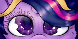 Size: 4096x2048 | Tagged: safe, artist:stinkygooby, imported from derpibooru, twilight sparkle, alicorn, pony, close-up, crossover, extreme close-up, eye lashes, eye reflection, female, high res, looking at you, mare, reflection, solo, twilight sparkle (alicorn)
