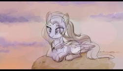 Size: 1964x1128 | Tagged: safe, artist:aureai-sketches, imported from derpibooru, oc, oc only, pegasus, pony, female, lying down, mare, neckerchief, prone, sketch, solo