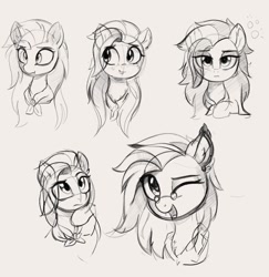 Size: 1140x1172 | Tagged: safe, artist:aureai-sketches, imported from derpibooru, oc, oc only, oc:aureai, bat pony, pegasus, pony, black and white, chest fluff, ear fluff, fangs, female, glasses, grayscale, mare, monochrome, neckerchief, simple background, sketch, white background