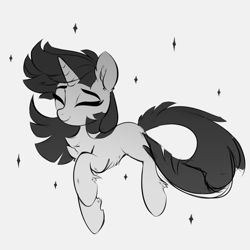 Size: 1362x1362 | Tagged: safe, artist:aureai-sketches, imported from derpibooru, twilight sparkle, pony, unicorn, black and white, chest fluff, ear fluff, female, fetlock tuft, grayscale, mare, monochrome, simple background, solo, unicorn twilight, white background