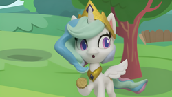 Size: 1920x1080 | Tagged: safe, edit, edited screencap, imported from derpibooru, screencap, princess celestia, alicorn, pony, my little pony: pony life, my little pony: stop motion short, confused, cute