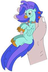 Size: 2120x3136 | Tagged: safe, artist:supahdonarudo, imported from derpibooru, oc, oc only, oc:sea lilly, classical hippogriff, hippogriff, birb, camera, disembodied hand, hand, hippogriffs doing bird things, holding, jewelry, looking at you, necklace, simple background, transparent background