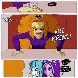 Size: 3000x3000 | Tagged: safe, artist:inuyuru, imported from derpibooru, adagio dazzle, aria blaze, sonata dusk, comic:dazzlings' van, equestria girls, angry, comic, dialogue, drinking straw, female, onomatopoeia, sound effects, speech bubble, text, the dazzlings, trio, trio female