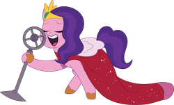 Size: 2215x1336 | Tagged: safe, artist:prixy05, imported from derpibooru, pipp petals, pegasus, pony, clothes, dress, eyes closed, female, g5, mare, microphone, microphone stand, my little pony: tell your tale, simple background, singing, solo, transparent background, vector