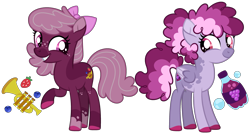 Size: 3305x1773 | Tagged: safe, artist:strawberry-spritz, imported from derpibooru, oc, oc only, earth pony, pegasus, pony, female, filly, foal, half-siblings, magical lesbian spawn, offspring, parent:berry punch, parent:derpy hooves, parent:octavia melody, parents:berrytavia, parents:derpypunch, simple background, transparent background