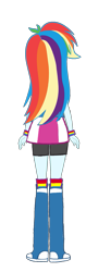 Size: 547x1739 | Tagged: safe, artist:qbert2kcat, imported from derpibooru, rainbow dash, human, equestria girls, arms, boots, clothes, facing away, fingers, hand, high heel boots, legs, long hair, rear view, shirt, short sleeves, simple background, skirt, socks, solo, standing, t-shirt, teenager, transparent background