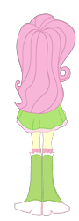 Size: 631x1753 | Tagged: safe, artist:qbert2kcat, imported from derpibooru, fluttershy, human, equestria girls, boots, clothes, facing away, female, high heel boots, legs, long hair, polka dot socks, rear view, shoes, simple background, skirt, socks, solo, standing, teenager, transparent background