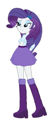 Size: 733x1742 | Tagged: safe, artist:qbert2kcat, imported from derpibooru, rarity, equestria girls, arms, belt, boots, breasts, bust, clothes, elbowed sleeves, female, fingers, hairpin, hand, happy, high heel boots, legs, lidded eyes, long hair, makeup, pose, simple background, skirt, smiling, solo, standing, teenager, top, transparent background