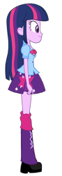 Size: 557x1573 | Tagged: safe, artist:qbert2kcat, imported from derpibooru, twilight sparkle, equestria girls, arms, blouse, boots, bowtie, breasts, bust, clothes, facing right, fingers, hand, happy, legs, long hair, puffy sleeves, shoes, simple background, skirt, smiling, socks, solo, standing, teenager, transparent background