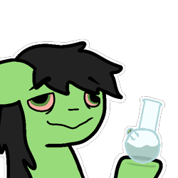 Size: 500x500 | Tagged: safe, artist:illuminartist, imported from derpibooru, oc, oc only, oc:filly anon, earth pony, pony, bong, drugs, female, filly, high, hoof hold, marijuana, reaction image, simple background, solo, stoned, transparent background